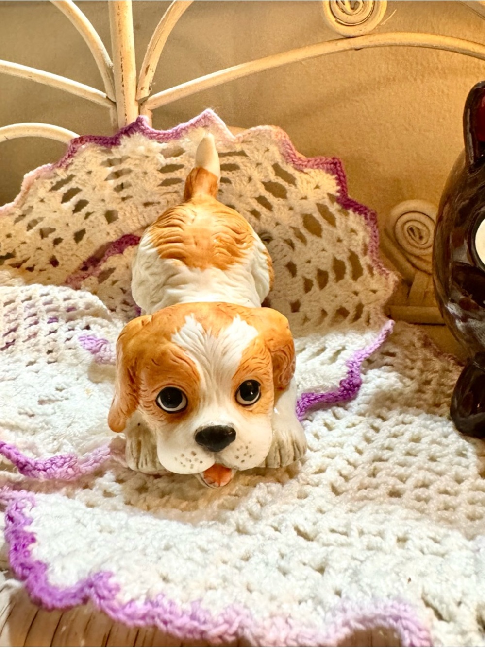 vintage homeco 80s puppy figure • cottagecore • grandma core